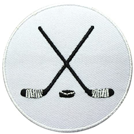 Hockeyschläger-Aufnäher, bestickt, zum Aufbügeln, zum Aufnähen, für Kleidung etc. 7 x 7 cm