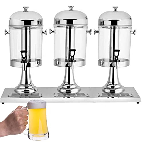 Oiyekntd Stainless Steel Juice Dispenser, Cold Drink Dispenser Heavy Duty Cold Juice Drink Commercial Beverage Dispenser Double/Three Head Juicer Dispenser for Breakfast Buffet Bars Hotels,Three Head