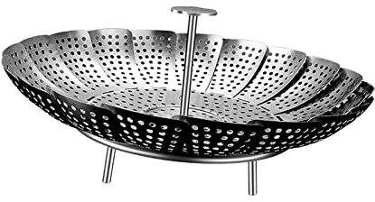LOVIVER Cesta de Plegable para Verduras, Vaporera Plegable, Cesta de Extensible Multiusos con a Presión, Vaporizador, Olla Y Sa, Grande
