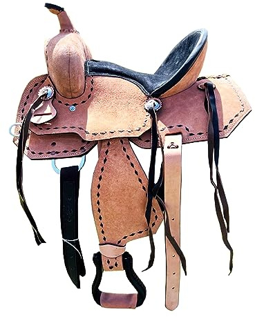 Sazaar Tack Pony ST-WLS-C154 - Sella in pelle scamosciata per bambini, 25,4 cm, 30,5 cm, 33 cm, colore: nero, sedile da 30,5 cm