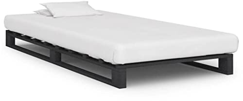 KTHLBRH Polsterbett Bett kopfteil bezug Palettenbett Grau Massivholz Kiefer 100×200 cm