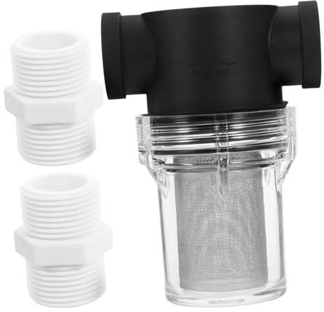 40 Mesh Inline Sieb Wasserfilter aus Edelstahl mit 3/4 Zoll Anschluss | Schwarz, Kunststoffgehäuse, Leicht zu Reinigen, für Pumpenleitung und Vorfiltereinsatz