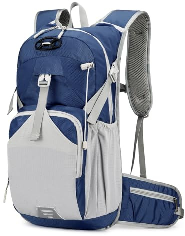 Outplea - Sac à dos respirant pour cyclisme étanche, sac à dos pour vélo de montagne avec housse pour casque, sac isotherme pour hydratation pour VTT, course, randonnée, ski, marche, bleu, 51 x 24 x