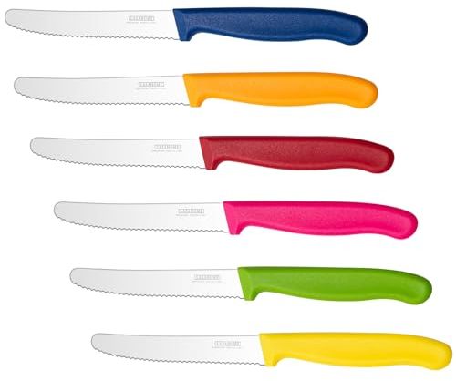 LAZAHOME Brötchenmesser 6 Stück, Frühstücksmesser Set,Scharfe Messer Wellenschliff,Hochwertige Edelstahl Messerset,Tafelmesser,Tomatenmesser,Buttermesser,Steakmesser,Spülmaschinenfest