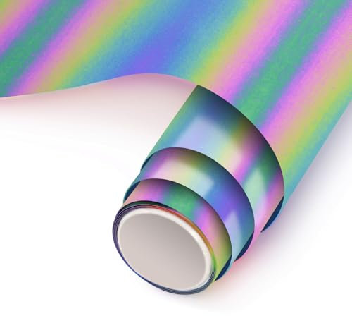 NANAPLUMS Plotterfolie Textil, Neuer 3D-Puff-Vinyl- 30,5 x 100 cm Puff HTV Vinylrolle für T-Shirts, 3D-Puff-Hitzetransfer-Vinyl, Einfach zu schneiden, zu entgittern und zu übertragen, Hell-Bunt