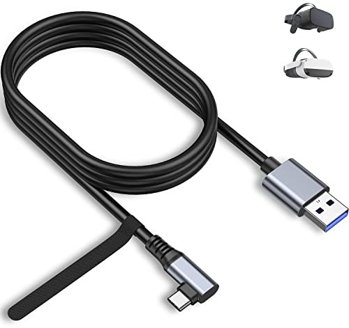 Kiuet 5M Link Cable Compatible with Meta/Oculus Quest 3/Quest 2/Pro/PICO4 Accessories VR Headset, High Speed Data Transfer Cord USB 3.0 Cable Type C Light for Gaming PC/Steam VR