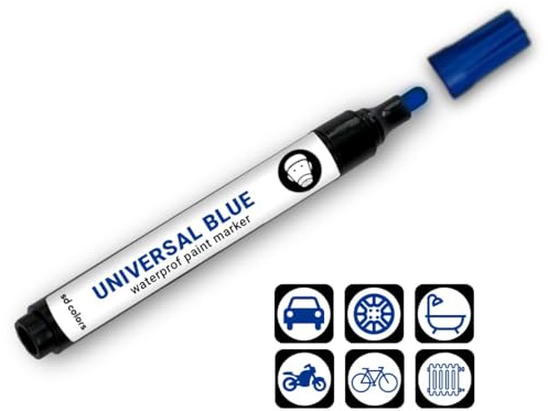 SD COLORS Universelle blaue Lackmarkierspitze, 3 mm, kompatibel mit Metall, Stein, Keramik, Glas, Kunststoff, Fahrrad, handgefertigt, DIY