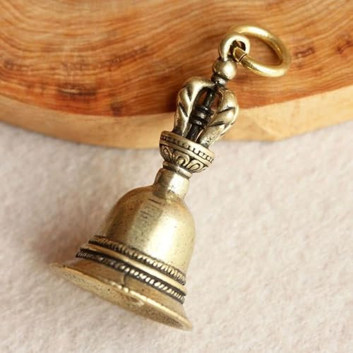 Retro-Kupferglocke, Windspiel, Dämonen-Blocke, kreative massive Messingglocke, Handwerk, tibetische Bronze, für Dekoration, Autoanhänger, kleine Kreise, Handglocken und Glockenspiele (4,7 x 2,5 cm)