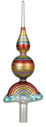 Kaemingk Christbaumspitze Glas Regenbogen 31cm hoch - aussergewöhnliche Baumspitze Weihnachtsbaumspitze - Christbaumschmuck & Weihnachtsbaumschmuck - Bunt