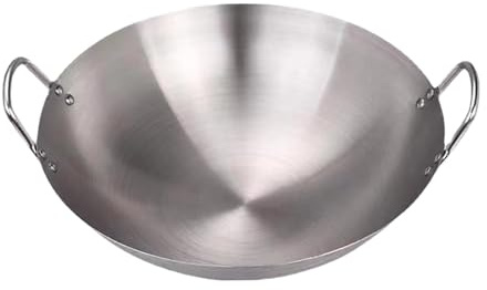 FLCPJGV Padella Acciaio Inox, Pratica pentolame da Cucina, Leggera, Padella per Saltare in Padella, Padella Wok per cuocere a Vapore Le Verdure, 36 cm