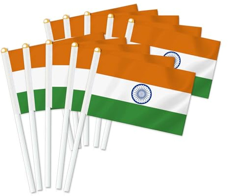 Lot de 25 drapeaux de Inde Handheld, décor tenu à la main, bannière de décoration à la main India