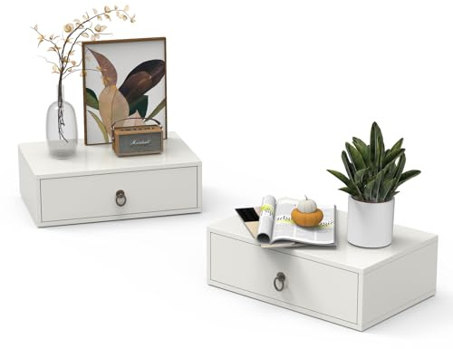 LEADZM Nachttisch Hängend 2er Set, Nachtschrank Weiß