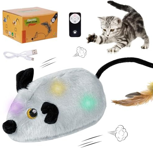 HUIKUANGEU Katzenspielzeug Elektrisch Spielmaus,Katzen Spielzeug,Katzenspielzeug mit Fernbedienung,Katzenspielzeug Maus,Interaktives Katzenspielzeug,für Lustiges Jagdsimulationstierspielzeug