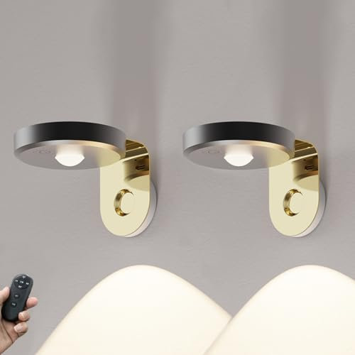 EOEO 2 Stück LED Akku Bilderleuchte Kabellos Innen Wand Bild Licht mit Fernbedienung, Bilderlampe Dimmbar Wandleuchte, 360° Drehbare, Magnetisches LED Wiederaufladbar Malerei Licht Kunst Display Licht
