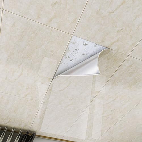 Deckenpaneele deckenplatten Deckentapete Kleben Und Abziehen, PVC Dekorative Deckenfliesen 50 30 20 10 5 Pack, Selbstklebende Abgehängte Deckenpaneele Wasserdicht Badezimmer Keller Küche(#4,10 Pack)
