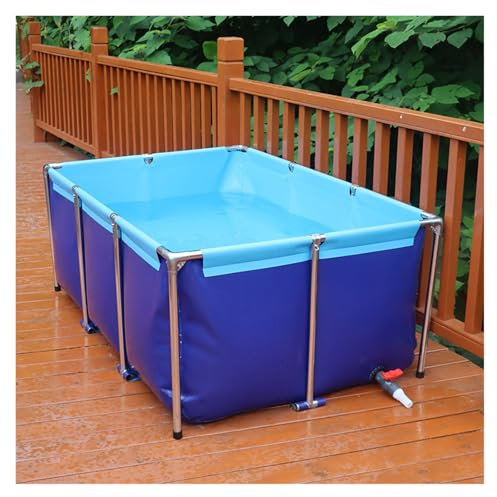 Stabiler oberirdischer Fischteich – PVC-Innenbecken für die Koi-Zucht, temporäre Lösung zur Wasserspeicherung in der Aquakultur (2 m x 1 m x 0,8 m) für Fische und Wasserlebewesen