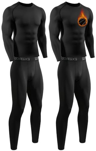 ATTIQOZI 2 Pack Thermounterwäsche Herren Funktionsunterwäsche Skiunterwäsche Set Winter Warm Innenflleece Lange Unterwäsche Herren Atmungsaktiv Thermounterhemd für Männer