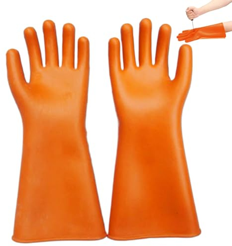 Jcasbdn Gants haute tension, gants isolés électriques de 20 kV pour homme pour hommes Forme à main Travail de protection de sécurité imperméable