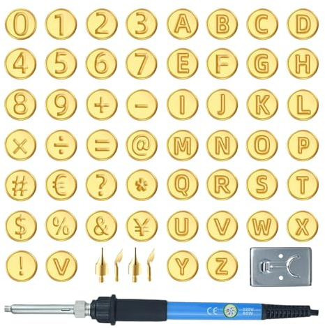 Zuasdvnk Holzbrenner Gravur Werkzeug | Holzstempel Set | Alphabet & Zahlenvorlagen, Temperaturregulierbarer Lötstift Zum Prägen, Gravieren & Basteln