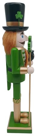 Green Uniform Decoration 38cm Holiday Nutcracker Wood Irish Figurine Patrick's Day Puppet Toy Decoration