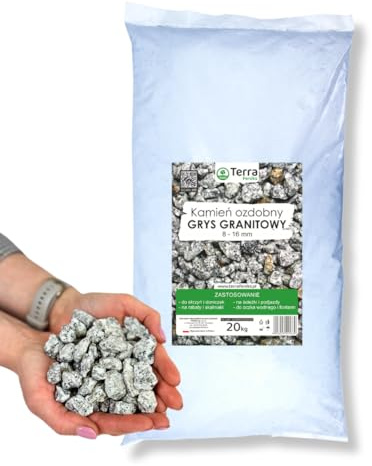 Feniks Granit Deko 20 kg (8-16mm) Splitt Grau | Ideal für die Gartengestaltung | Salz und Pfeffer Granit Naturstein | Splitt |Granitsplitt