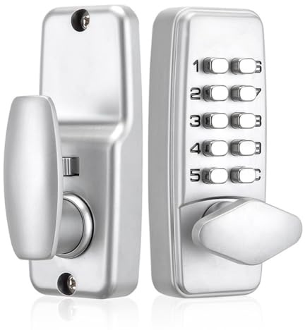 Juego de cerradura de puerta digital mecánica con teclado de 10 dígitos, combinación mecánica sin llave, teclado de código digital, cerrojo de seguridad de acero inoxidable para puertas o puertas