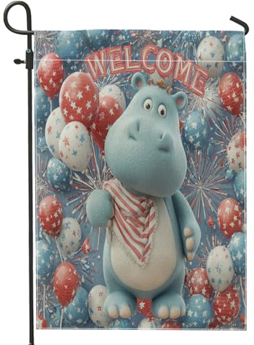 Drapeau Hippo Welcome Ballon Rouge Blanc Bleu Feux D'Artifice Drapeau De Bienvenue Lavable Bannière, Pour Les Défilés, Les Bureaux, D'Intérieur, 30x45cm