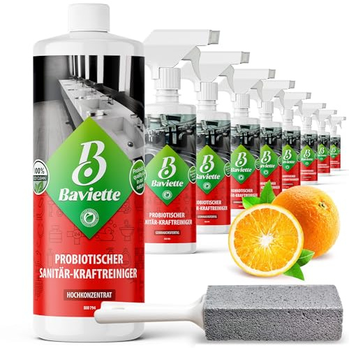 Baviette ProBio Clean 500ml avec pierre ponce – nettoyant sanitaire puissant biologique à formule inspirée de la microbiologie – pour salle de bains, WC, carrelage et robinetterie – pH neutre