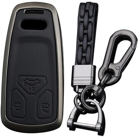 Ysbxitu Auto Schlüssel Leder Cover kompatibel mit Audi A4 B9 A5 A6 8S 8W Q5 Q7 4M S4 S5 S7 TT TTS TFSI RS 2017-2022 Kratzfestes-Schlüsselgehäuse Fernbedienung Cover Schutzhülle-hülle Case