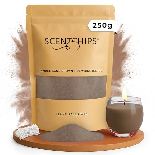 Scentchips Kerzensand – Farbiger Wachsgranulat zum Selbermachen von Kerzen, Dekosand für Glasgefäße & Teelichter, Duftfrei, Ideal für DIY, Party & Wohnkultur (Brown, 250g)