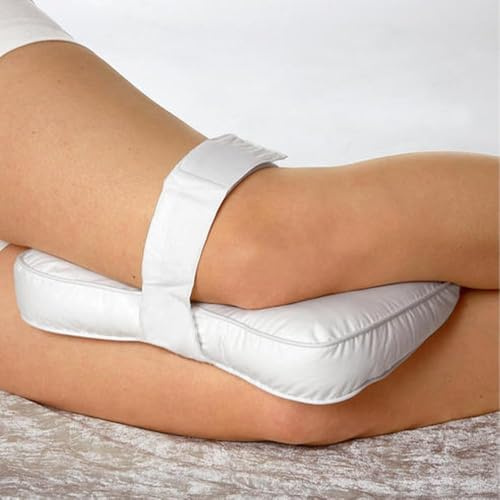 CASOME Cuscino ortopedico per ginocchia per chi dorme di lato – Cuscino di supporto per gambe in memory foam con cinturino regolabile per sciatica