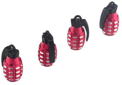 DI GLANZ Ventilkappen Granate – 4er Set Reifenventil Abdeckungen aus Metall – für Auto, Motorrad & Fahrrad – Staubschutz mit coolem Look – in Schwarz, Silber, Blau oder Rot (Rot)