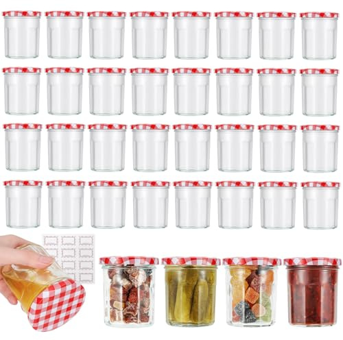 36 Pack Jam Jars with Lids 200ml/7oz, Wide Mouth Glass Jam Jars, Honey Jars