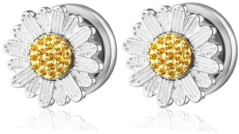 BWDHJLEY 2PCS Plugs Earrings 5/8, Gauge Plugs Silver 16mm Chrysanthemum Flower Men Women Piercing Tunnels Stainless Steel