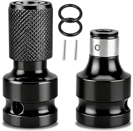 Boquilla atornilladora de impacto de 2 piezas, portapuntas atornilladoras, adaptador de 1/2 pulgadas (12,5 mm), cuadrado a 1/4 pulgadas (6,35 mm) Hexágono para llave de impacto/taladro atornillador