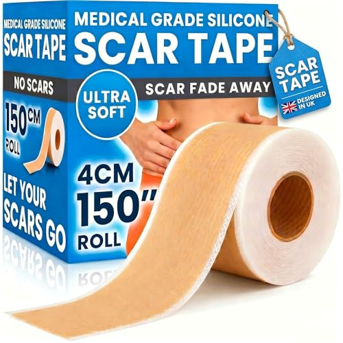 Silicone Scar Tape 4cm x 1.5m - Waterproof Silicone Sheet for Surgical Scars, C Section Recovery & Tummy Tuck, Soft Scar Scar Removal Care Tapes