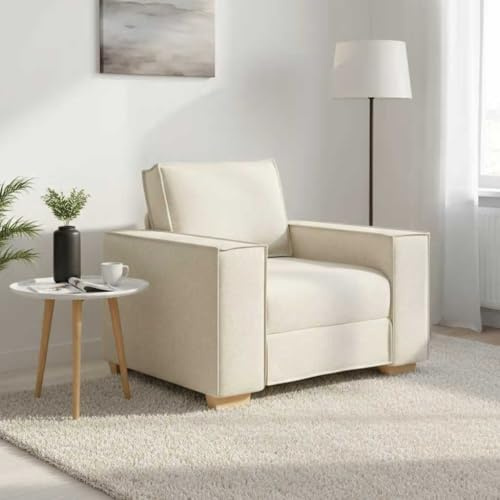 PUGYNBK Leinen Loungesofa mit Armlehnen, 100x78x84 cm, stabiles Holz-Metall-Gestell, dick gepolsterte Sitz- und Rückenlehne für hohen Komfort, vielseitig nutzbar im Wohnzimmer, Büro