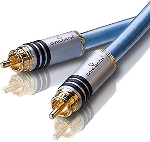 Oehlbach XXL Series 2 - High-End Stereo Audio Cinchkabel (Made in Germany, mehrfach Schirmung, HPOCC Kupfer, RCA Stecker) - 2 x 1,25 Meter blau