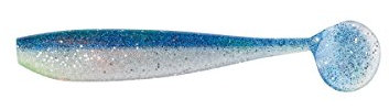 Balzer Shirasu Dorsch Gummi Set - 2 Gummifische + 2 Jighaken, Farbe:Blau-Glitter