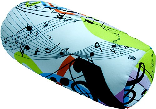 COVERBAGBCN - Cojín Cilíndrico Anti-Estrés Relax | Alivio Cervicales y Lumbares | Relleno de Bolitas Confortables | Tejido Lycra Suave al Tacto | Lavable en Máquina | 35x15 cm (Pentagrama)