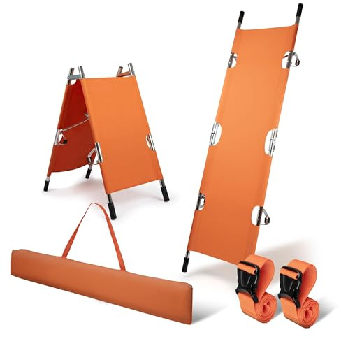 Pulox KTG-100 Krankentrage klappbar für Notfälle 208 x 54 cm | Professionelle Erste-Hilfe-Trage aus Aluminium für Patiententransport, stabil, mobil und platzsparend zusammenklappbar