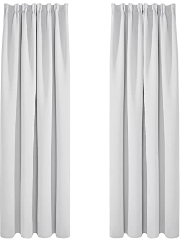 Deconovo Tende Oscuranti Camera da Letto 2 Pezzi, Termiche Isolanti, Tende Coprente e Moderne per Finestre Interni, 140x240 CM (Larghezza x Altezza), Grigio Perla