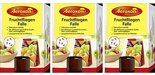 Aeroxon Fruchtfliegenfalle, 3er Vorteilspack (3x 1 Stück) - Extra große Fangfläche für lang anhaltende Bekämpfung