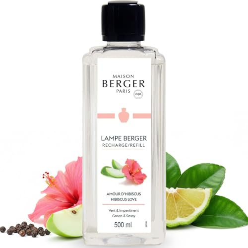 MAISON BERGER Lampe Berger Nachfüllung Hibiskus, 500 ml | Nachfüllung Hibiskus 500 ml für Lampe Berger Katalyse-Duftlampe, ca. 80 h Duft, hilft Gerüche zu neutralisieren