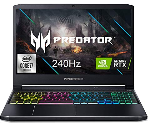 Acer Predator Helios 300 Gaming Laptop, Intel i7-10750H, NVIDIA GeForce RTX 2070 Max-Q 8GB, 15.6 FHD 240Hz 3ms Pantalla IPS, 16GB DDR4 de doble canal, 512GB NVMe SSD, WiFi 6, teclado RGB,