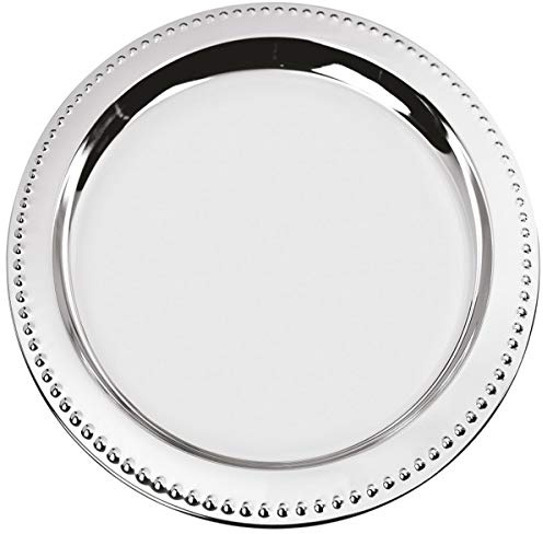 SILBERKANNE Platzteller Perlrand 32 cm Silber Versilbert – Edler Unterteller Premium Silver Plated – Hochwertiger Dekoteller, Rund