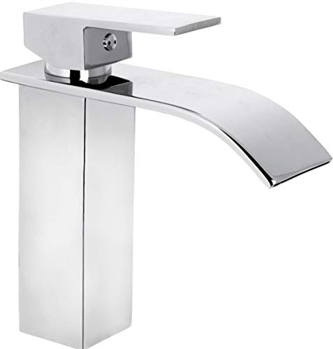 Cornat Waschtisch-Einhebelarmatur - Verchromter Druckgusskörper - Mühelose Schaftbefestigung - Schwallauslauf - Mit Druck-Ablaufventil / Wasserhahn fürs Bad / Waschbecken-Armatur / SAZ619, Silber | Werkzeuglose Montage – Mit Druck-Ablaufventil – Schwallauslauf – klare Linienführung – komfortable Bedienung
