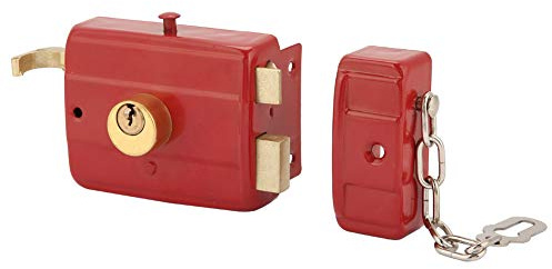 Anti-Rust Night Latch, Anti-Theft Metal Latch Deadbolt Rim Lock, Heavy Duty for Iron Door Wooden Door Vertical Hinged Doors
