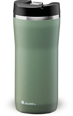 Aladdin Barista Mocca Thermavac Leak-Lock Edelstahl Thermobecher 0.35L Sage Green - Auslaufsicherer Becher - Kaffeebecher To Go Thermo - Hält 3 Stunden Heiß - BPA-Frei - Spülmaschinenfest