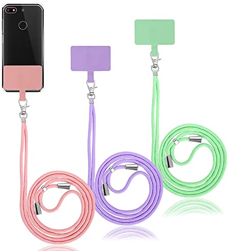 Molain 3 Pcs Phone Lanyards Around the Neck Universal Cellphone Crossbody | Adjustable Mobile Phone Straps,Nylon Patch Phone Neck Strap Compatible with All Smartphones (Green+Pink+Purple)